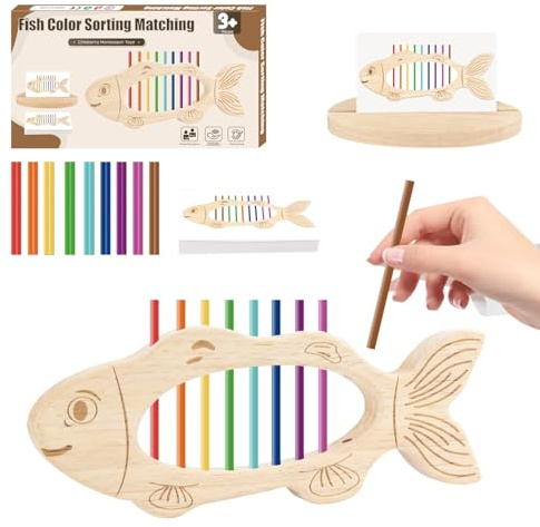 Felly Montessori Spielzeug ab 2 Jahre, Holz Farbe Form Sortierspiel Steckspiele, Lernspielzeug Holzspielzeug Baby, Motorikspielzeug, Geschenk für 2 3 4 Jahr Mädchen Jungen Kinder