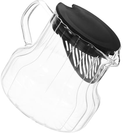 Hemobllo Pichet Avec Couvercle Verre à Rayures Longitudinales Pour Café Froid Thé Glacé Et Jus
