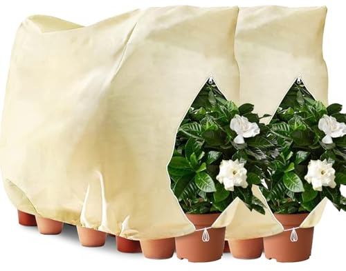 Cappuccio Protezione Piante 120×180cm 2 Pezzi Telo Antigelo per Piante con Cerniera e Coulisse Tessuto Non Tessuto Riutilizzabile Antivento Antineve Antigelo Per Piante Grandi Vasi da Giardino