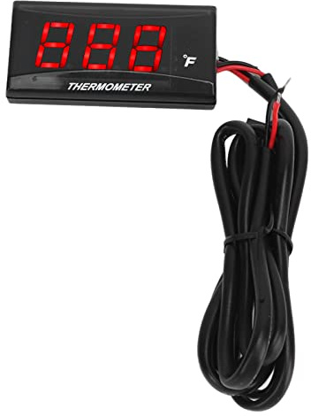 BRRNOO Motorcycle Water Temperature Metter, Affichage LED, étanche, Matériau ABS, Haute Précision, Installation Facile, Universel, adapté à L'équitation extérieure. (rouge)