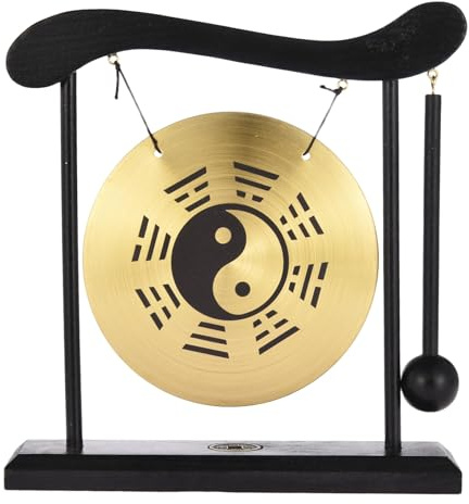 Wind Gong - Japanisches Meditationsinstrument, orientalisches chinesisches geheimnisvolles | Chinesische Tischgong Musikinstrumente, Taiji Symbol Fengshuii Meditation Schreibtisch Glocke für