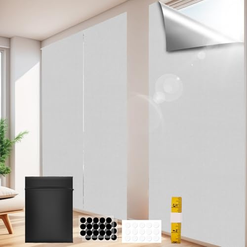 MI CASA Blackout Blind, 200x150cm Portable Stick on Blinds for Windows, Temporary Blackout Curtains Suitable for Cutting any Size Shape for Bedroom, Indoor and Outdoor, White