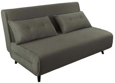 Schlafsessel SMART MULTIFUNCTION - 140cm - grün - Cord-Bezug Bettfunktion | hoher Komfort, pflegeleicht, langlebig, einfache Montage, Kissen inklusive, verstellbar, FSC, Retro, Design, angenehme Haptik