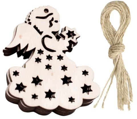 SMASOLO 20 Pezzi Pendenti Angeli in Legno Intagliato Chic Decorazioni Natalizie Fai da Te con Lavorato Appendibili per e Creativo