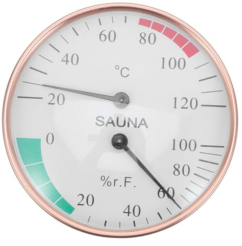 DOITOOL Termómetro Sauna Sala Vapor Aluminio Dúo Pantalla Temperatura Humedad Preciso Fácil Instalar Uso Hogar SPA Gimnasio