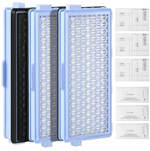 WGIDSKKI 3 Filter für Miele Complete,für Miele Compact C1 & C2, Complete C2 & C3, S8340,3 Motorschutzfilter und 3 Abluftfilter Ersatzfilter Kompatibel S4000,S5000,S6000 & S8000 Series