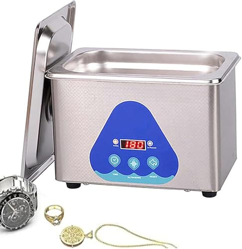 Limpiador ultrasónico, 0,8 L, Profesional, de Acero Inoxidable para joyería, Gafas, Relojes, Monedas y Accesorios industriales.