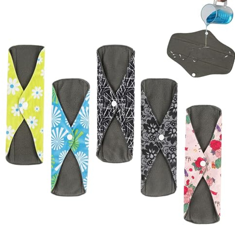 Compresa Reutilizable Toallas Lavables Antifugas | Pack de 5 Protector Diario Para Madres, Postparto, Lactancia, Viaje, Gimnasio