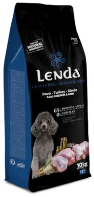 Lenda Kornfri kalkon 10 kg, hypoallergeniskt monoproteinfoder för hundar utan spannmål - Kornfritt foder för känslig matning, med probiotika och kondroprotektorer för leder