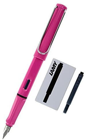 Lamy Safari Fountain Pen (13F) Pink + 5 Black Ink Cartridges by Lamy