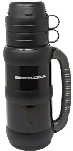 HOT & Cold Vacuum Flask - Tea,Coffee, Drink, Food, Carry, Warm, Cool, Black Grip Handle Litre ULTIMO | Durable, Long Lasting | Travel Camping Hiking