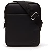 Lacoste Herren Umhängetasche S Flat Crossover Bag,Lederimitat (100% PVC),16x20.5x3.5cm, Handtasche,SCHWARZ (000),Einheitsgröße (One Size)