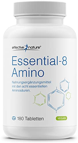 Aminosäuren Tabletten hochdosiert- 180 Tabletten für ca. 1 Monat - Mit allen 8 essentiellen Aminosäuren - mit BCAA - Vegan und ohne Zusatzstoffe