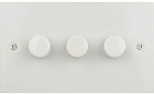 Schneider Electric Ultimate Flat Plate - 3 Gang 2 Way LED Dimmer Light Switch, 75W/VA, GU6232LPW, White