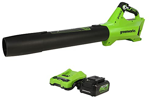Greenworks 24 V bürstenloses Axialgebläse (450 CFM), 4 Ah USB-Akku und Ladegerät im Lieferumfang enthalten BL24L410