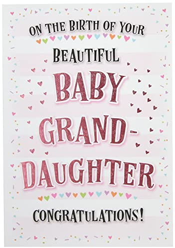 Tarjeta de nacimiento de nieta, 17,8 x 12,7 cm, diseño de Piccadilly Greetings, color negro