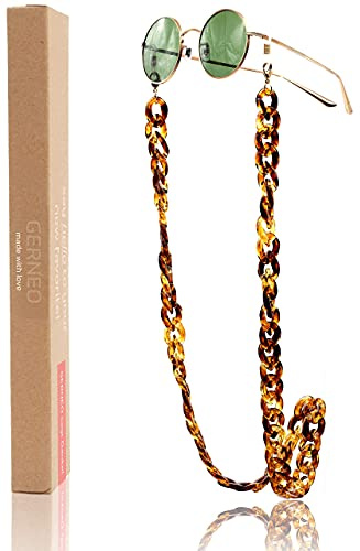 GERNEO® - Havanna – Maskenhalter & Brillenkette Gold aus Acryl - korrosionsbeständig – einzigartig hochwertige Brillen Kette & Brillenband für Sonnenbrille & Lesebrille - Brillenkette mit Karabiner