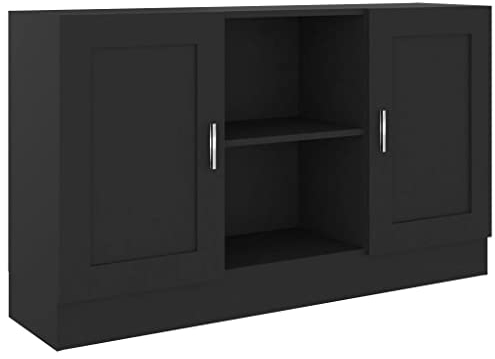 vidaXL Sideboard 2 Fächer 2 Türen Kommode Anrichte Beistellschrank Mehrzweckschrank Standschrank Schrank Schwarz 120x30,5x70cm Holzwerkstoff