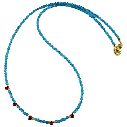 Apatit Kette mit Rubin facettierte Collier ca. 47 cm