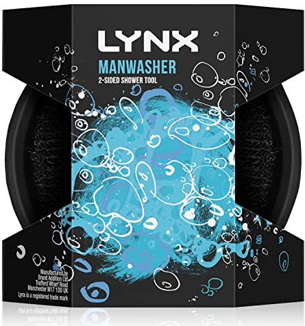Lynx Outil de douche à 2 faces avec 2 options de récurage, éponge de douche pour un meilleur nettoyage, 1 pièce, noire