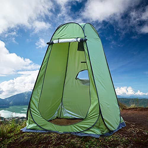 OULLYY Tragbares Pop-Up-Duschzelt für 1–2 Personen mit 3 Fenstern, wasserdicht, UV-Schutz, Picknick, Camping, Angeln, Unterschlupfzelt, Outdoor-Umkleidezimmer, Strandisolierung, Sonnenschutz, grün
