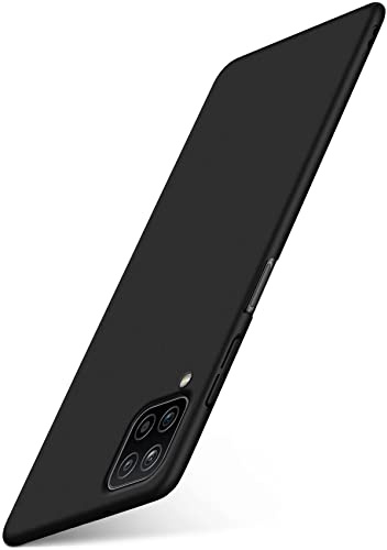 moex für Samsung Galaxy A12 Hülle Ultra Dünn, Schutzhülle mit erhöhtem Kameraschutz, Slim Cover Hardcase Backcover, Dünnste Handyhülle Minimalistisch Alpha Case, Matt Schwarz
