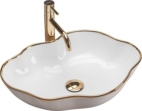 Rea- Aufsatzwaschbecken PEARL Asymmetrisch, Weißgold