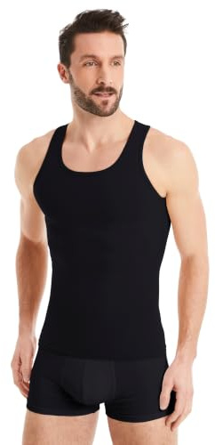FINN Shapewear Kompressionströja för män – magen väg undertröja och kroppsformare för män – ärmlös tanktopp av bomull för platt mage och bättre hållning, svart, S