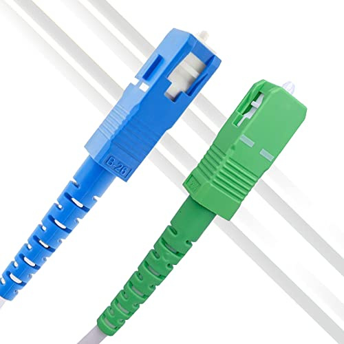 Elfcam 15m Câble à Fibre Optique pour Freebox Free, SC/APC vers SC/UPC Simplex Monomode OS2 9/125μm LSZH, Blanc (15m)