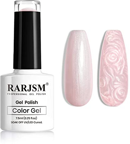 RARJSM Pearl Shell Thread Gel Nail Polish Light Pink Shimmer Pearl Gelpolish 7.5ml Curing Required Soak Off Glimmer LED UV Gel Nail Gel for Manicure Nail Art Design DIY at Home Salon