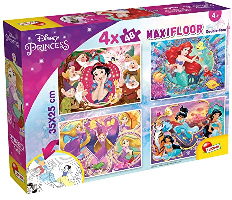 Liscianigiochi- Disney Puzzle Maxifloor 4 X 48 Princess, 91744