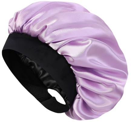 HAT HUT Schlafmütze aus Satin für Damen Herren, Seidenhaube Silk Bonnet Haarhaube, Verstellbares Breites Band, Doppellagig