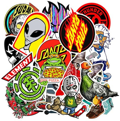 Bastban 100 PCS Cool Stickers Pack,Vinyl Waterproof Stickers for Water Bottles Skateboard Laptop Luggage Computer Bike Phone, Stickers for Teens Adults (Cartoon Doodle)