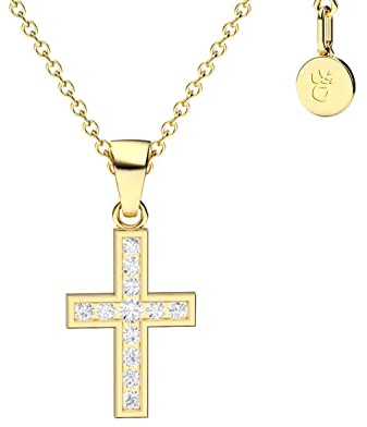 Kreuz Kette Mädchen Gold (333 echt), Kreuz-Anhänger Erst-Kommunion | Kreuzkette Halskette Kinder-Schmuck Tauf-Geschenk Konfirmation Firmung Geburt Taufe, Goldkette Taufkette