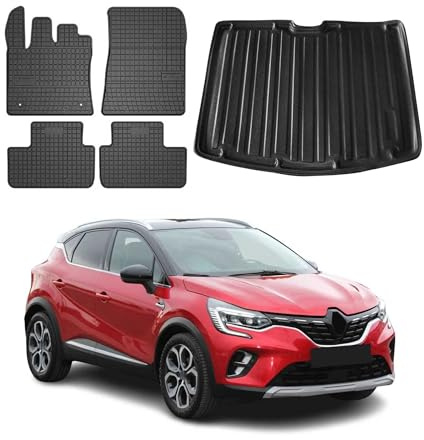 OMAC Fußmatten Kofferraumwanne für Renault Captur 2019-26 Gummi 5X Schwarz | Untere Untere, inkl. Kofferraumwanne (Satz), Gummimatten, Automatten, Allwetter, Antirutsch, fahrzeugspezifisches Produkt
