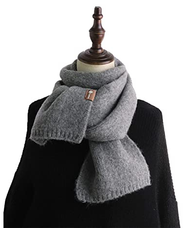 WLLDDDIU Schal Damen Damen Winter Schal Damen Nachahmung Kaschmir Schal Mode Schal Einfarbig Stricken Grau Breite Schal Frauen Dicke Trend Weihnachten Schals Für Frauen Warmer Schal