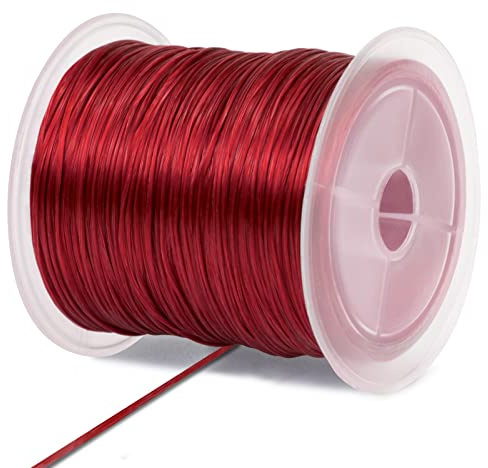 LEREATI Fil Nylon Elastique pour Bracelet, 0,7mm x 50m Cordon Perle Coulissant, Fil Élastique pour Bracelet Perle, Collier, Fabrication de Bijoux, Artisanat (Rouge)