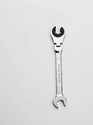 FLZOSPER Metric Fix Tubing Wrench，Flex-Head Gear Wrench, Ratcheting Fix Combination Wrench Spanner (22mm)