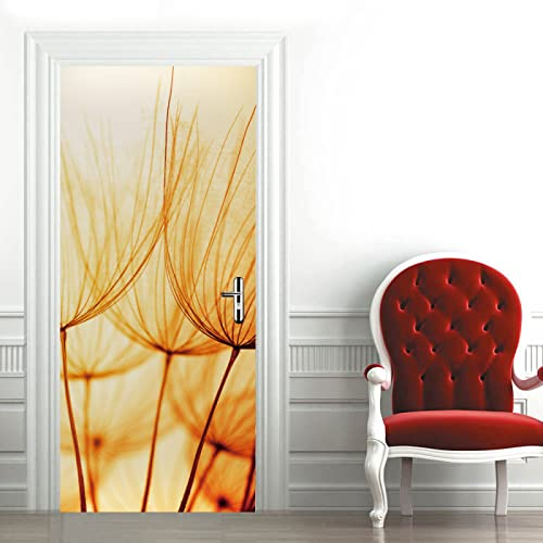 Tür tapeten 3d selbstklebend Düstere Pusteblume Türposter Türaufkleber Abnehmbare Vinyl türfolie Fototapete diy Wandbild Wohnzimmer Schlafzimmer Kinderzimmer Badezimmer B100 x H200cm
