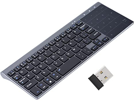 Vikye Kabellose 2,4-G-Tastatur, Universelle Bluetooth-Tastatur Mit Touchpad - Tragbare Schlanke Ausführung für PC/Notebook/TV-Box