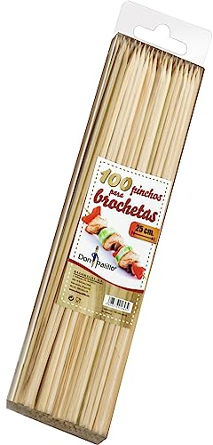 DON PALILLO 100 Spiedini in Bambu Naturale 25 cm x 3 mm Bastoncini per Barbecue Griglia Marshmallow Frutta Finger Food, Dessert, Barbecue a Legna Bastoncini Ecologici Spiedini Legno