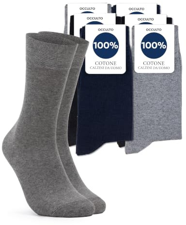 Occulto Calze 100% Cotone Uomo pacco da 6 (modello: Roland) miscela blu 43-46
