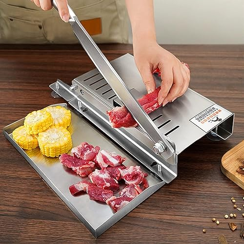 Taygate trancheuse à Jambon Coupe-Viande en Acier Inoxydable, Hachoir à Viande Manuel for côtes, trancheuse Commerciale Domestique for Poisson, Poulet, bœuf, Viande congelée, légumes et charcuterie