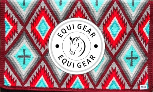 EQUIGEAR Western Show Horse Satteldecke aus neuseeländischer Wolle, Western-Design, handgefertigte Satteldecke, Wollpolster, Sensor Flex (Anpassung möglich), WW23 (34x42)