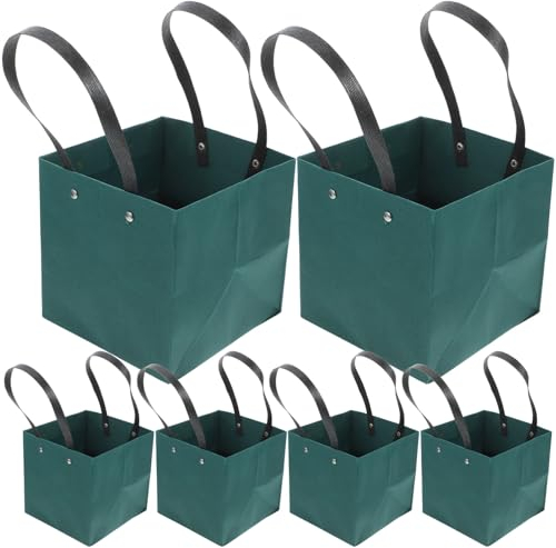 Kichvoe 10 Stück Quadratische Papiertüten Grüne Papiertüten Mit Griffen Für Kleine Unternehmen Geburtstag Hochzeit Party Geschenktüte Einkaufstüten