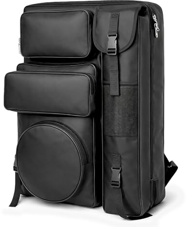 MEIJMJIA YMTECH Canvas Artist Portfolio Case Carry Backpack Rand für Skizzen Kunst Aufbewahrung und Reise, Tasche für Kunstwerke/Poster/Zeichenetui