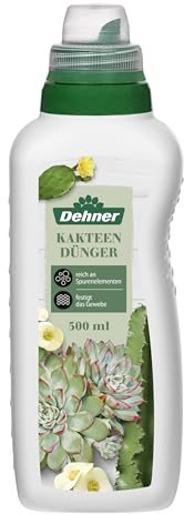 Dehner Kakteen- und Sukkulentendünger, hochwertiger Flüssigdünger, Dünger für Kakteen / Sukkulenten, organischer NPK-Dünger, mit Spurennährstoffen, 500 ml, für ca. 100 l, bunt