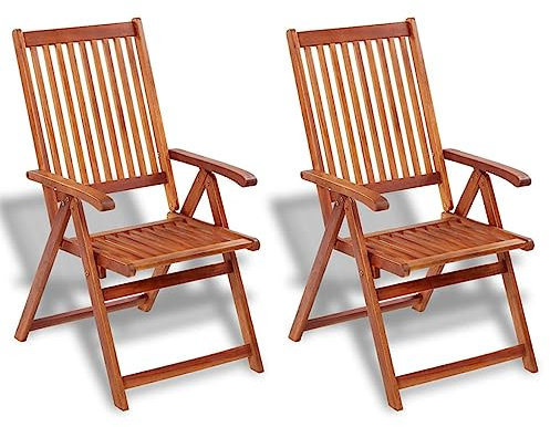ARKEM Gartenstühle 2 STK. Klappbar Akazie Massivholz Braun Stapelbare StüHle Gartensessel Wetterfest