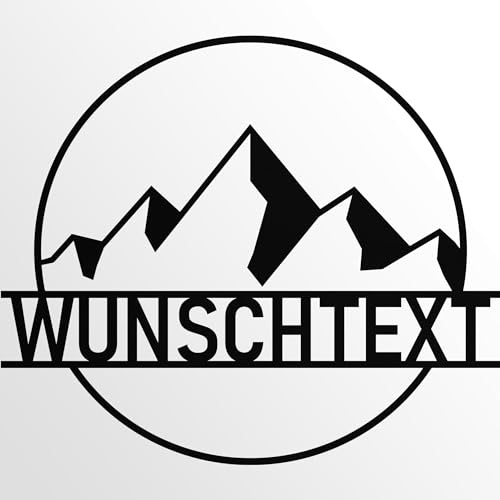 INDIGOS UG - Türschild - Schilder selbst gestalten - Aluverbundplatte - Berge - schwarz - 30 cm - Wunschname - Namensschild - Schild personalisiert - Schild für Familie, Freunde, Geschenk