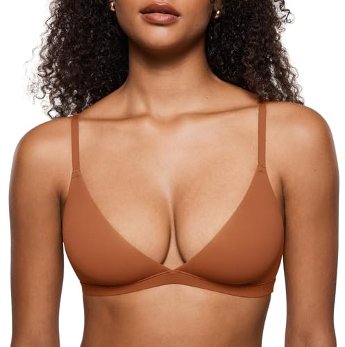 INLYRIC Women's Unlined Triangle Bralette Bronze Beige Large